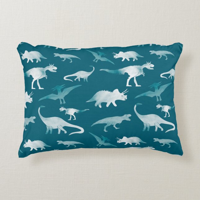 Dinosaur Watercolor: Textile Pattern Accent Pillow (Front)