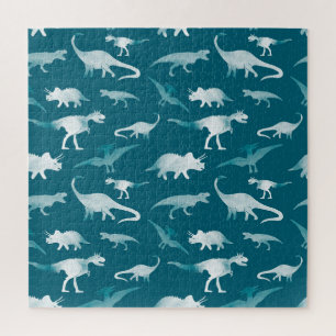 Dinosaur Watercolor: Textile Pattern Jigsaw Puzzle