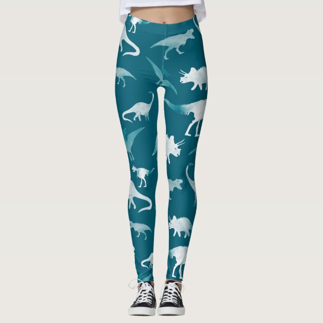 Dinosaur Watercolor: Textile Pattern Leggings (Front)