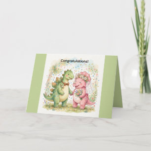 Dinosaur Wedding Congratulations Greeting Card