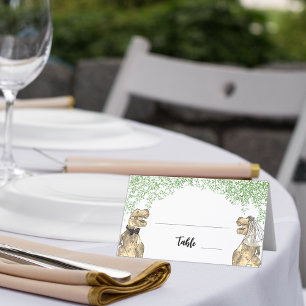 Dinosaur Wedding T-Rex Bride and Groom Place Card