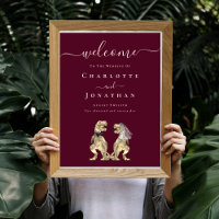 Dinosaur Wedding Welcome Burgundy Wine Blush Pink