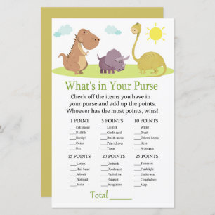 Dinosaur What's in your purse game baby shower