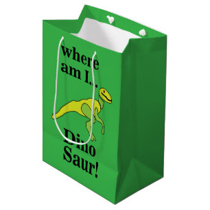 Dinosaur Where Am I Funny Medium Gift Bag