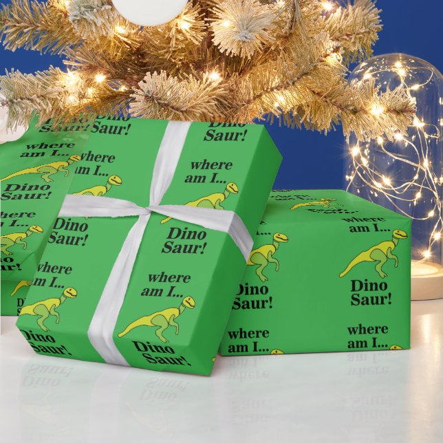 Dinosaur Where Am I Funny  Wrapping Paper (Holidays)