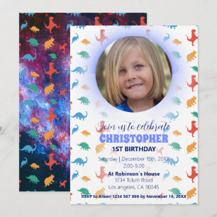 Dinosaur Whimsical birthday invitation