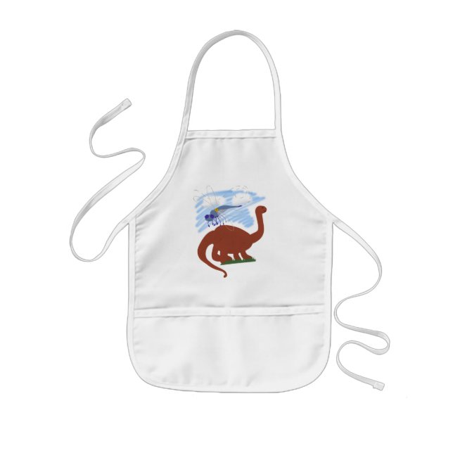Dinosaur Whimsical Cartoon Art Kids Apron (Front)