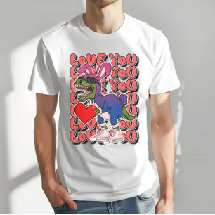 Dinosaur with Сostume in Bisexual Flag Colors T-Shirt