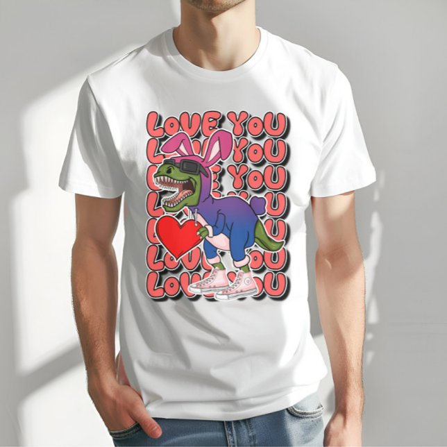 Dinosaur with Сostume in Bisexual Flag Colours T-Shirt (Creator Uploaded)