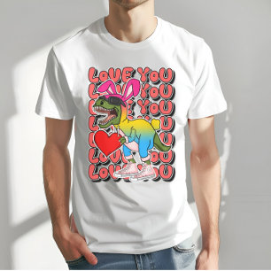 Dinosaur with Сostume in Pansexual Flag Colors T-Shirt