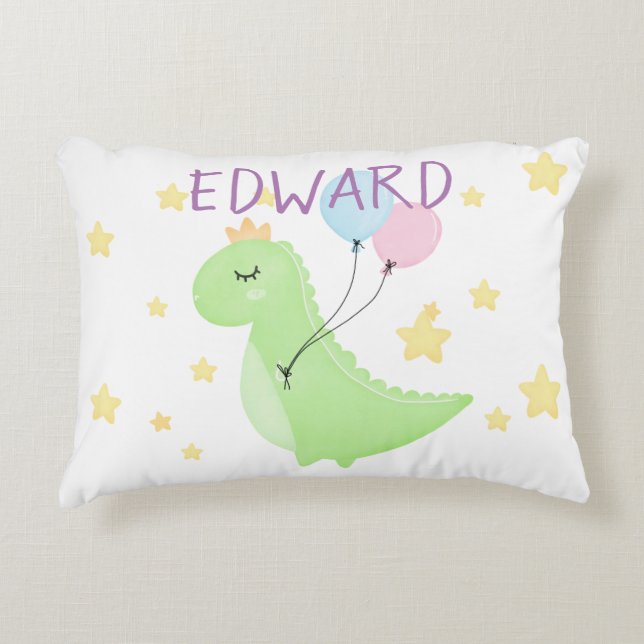 Dinosaur with Balloons  Accent Pillow (Front)