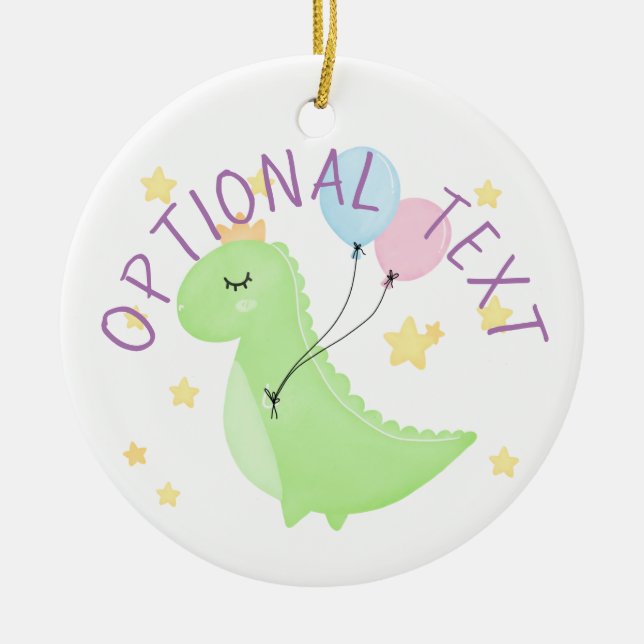 Dinosaur with Balloons  Ceramic Ornament (Front)