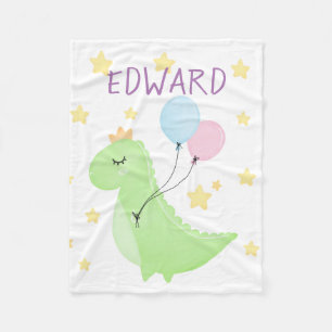 Dinosaur with Balloons Fleece Blanket