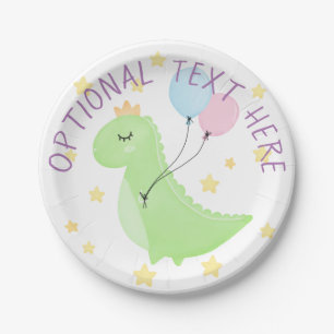 Dinosaur with Balloons  Paper Plate