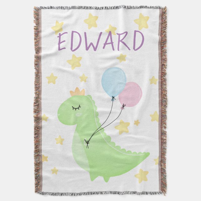 Dinosaur with Balloons  Throw Blanket (Front Vertical)