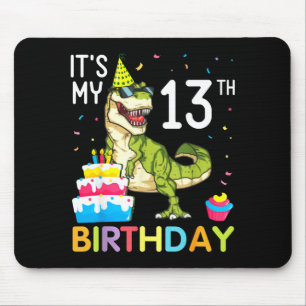 Dinosaur with cake 13th birthday happy 13 years mouse pad