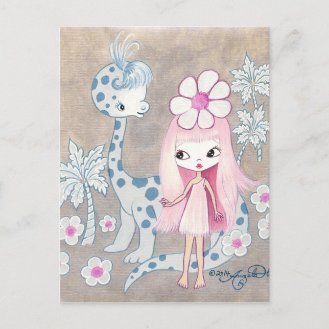 Dinosaur with Cavegirl Postcard (Front)