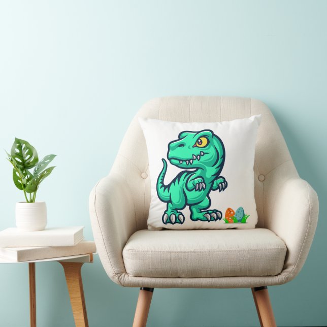 dinosaur with eggs throw pillow (Chair)
