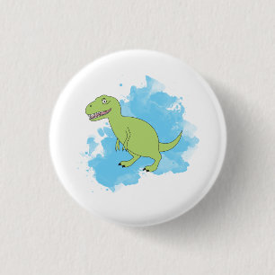 Dinosaur with Watercolor Background Design 1 Inch Round Button