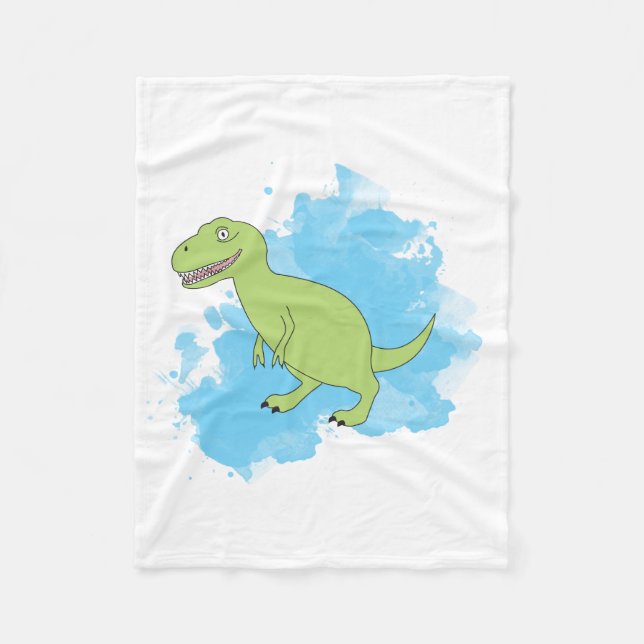 Dinosaur with Watercolor Background Design Fleece Blanket (Front)