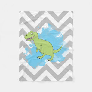 Dinosaur with Watercolor Background Design Fleece Blanket