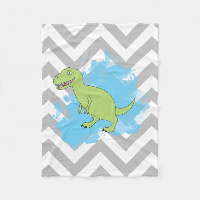 Dinosaur with Watercolor Background Design Fleece Blanket (Front)