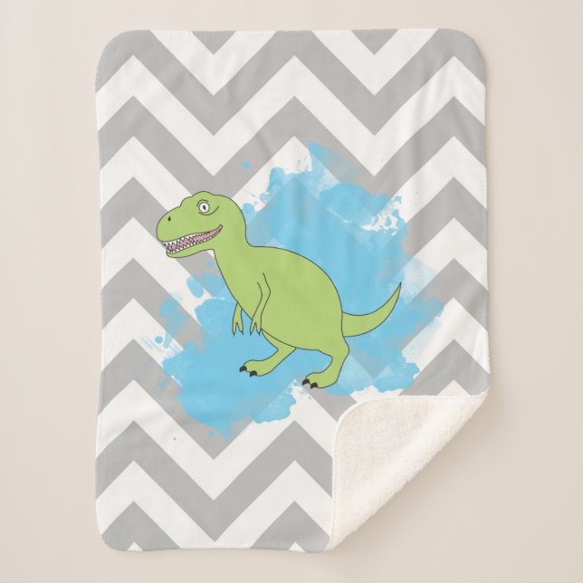 Dinosaur with Watercolor Background Design Sherpa Blanket (Front)