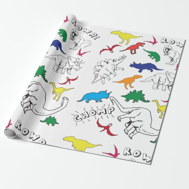 Dinosaur Wrapping Paper (Unrolled)