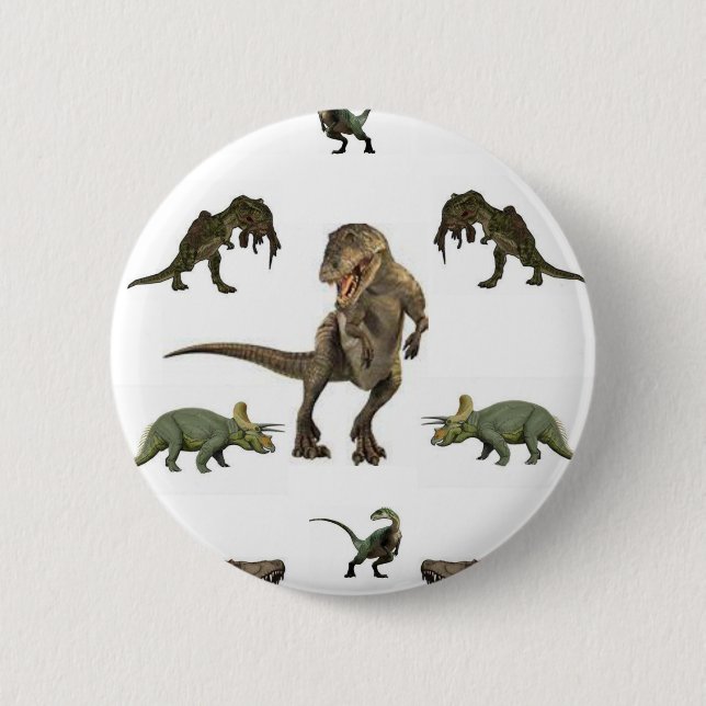 Dinosaur Wrapping Paper 2 Inch Round Button (Front)
