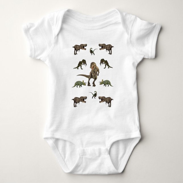 Dinosaur Wrapping Paper Baby Bodysuit (Front)