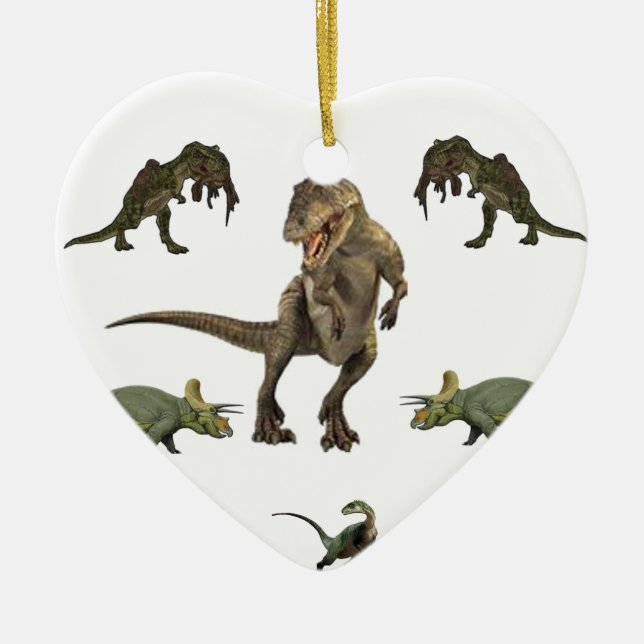 Dinosaur Wrapping Paper Ceramic Ornament (Front)