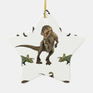 Dinosaur Wrapping Paper Ceramic Ornament