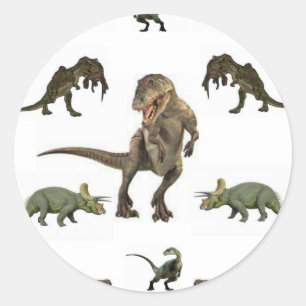 Dinosaur Wrapping Paper Classic Round Sticker