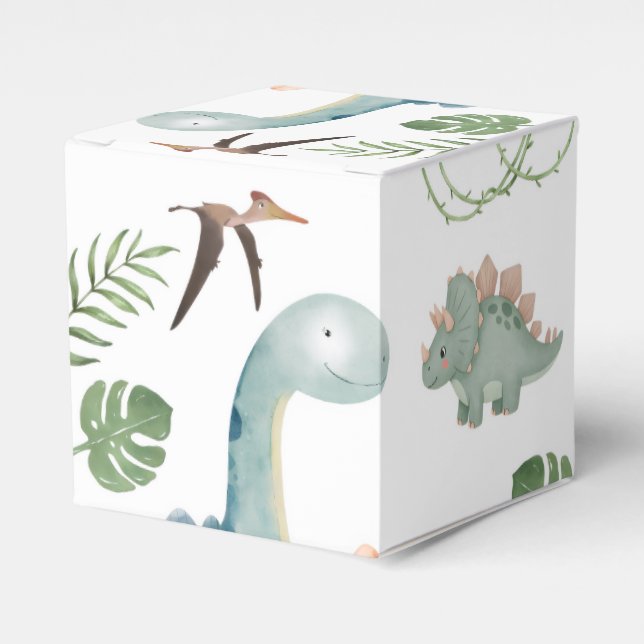 Dinosaur Wrapping Paper Favor Box (Front Side)
