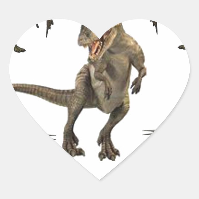 Dinosaur Wrapping Paper Heart Sticker (Front)