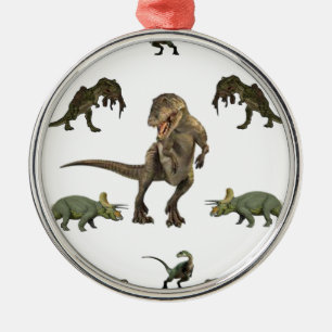 Dinosaur Wrapping Paper Metal Ornament
