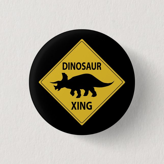 Dinosaur Xing 1 Inch Round Button (Front)