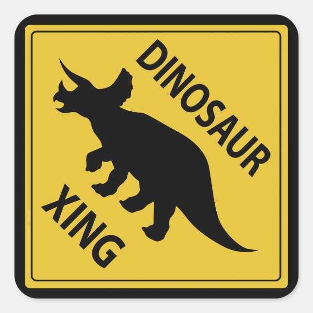 Dinosaur Xing Square Sticker (Front)