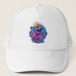 Dinosaur Xmas Tree Buffalo Plaid Trex Dinosaur Chr Trucker Hat