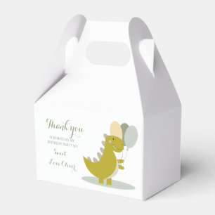 Dinosaur Yellow Green Grey First Birthday  Favor Box