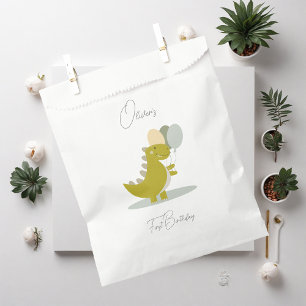 Dinosaur Yellow Green Grey First Birthday Favour Bag