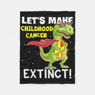 Dinosaur Yellow Ribbon Childhood Cancer Awareness  Fleece Blanket