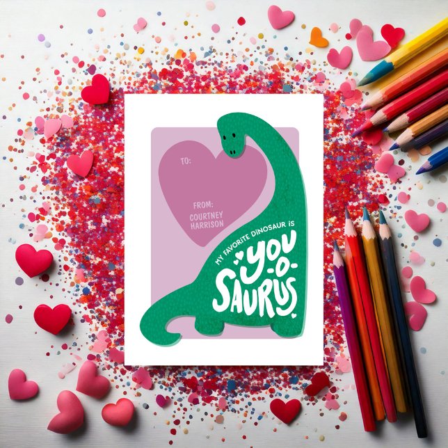 Dinosaur "You-o-saurus" Classroom Valentines Card (Creator Uploaded)