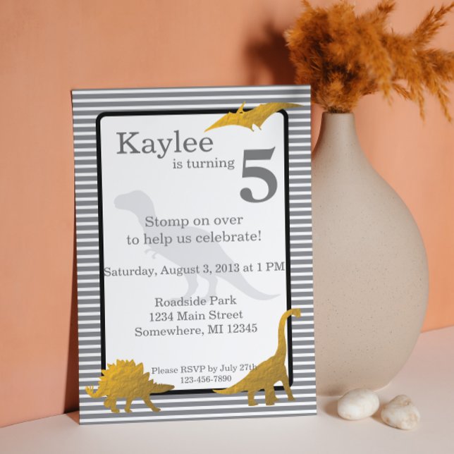 Dinosaure à huile d'or T-rex Invitation d'annivers (Créateur téléchargé)