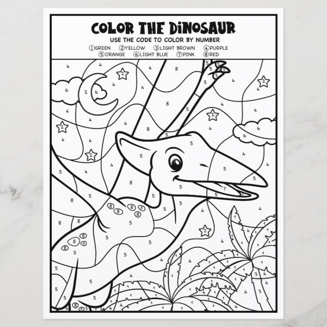 Dinosaure Activité Enfants Coloration Page Par Num (Devant)