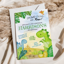 Dinosaure Anniversaire Invitation Stomp, Chomp & R