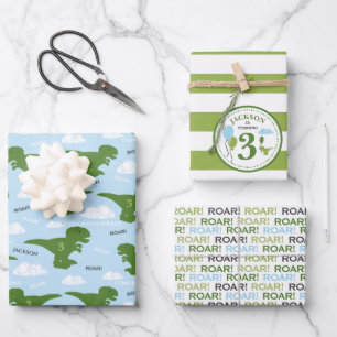 Dinosaure Anniversaire Papier d'enveloppement pers