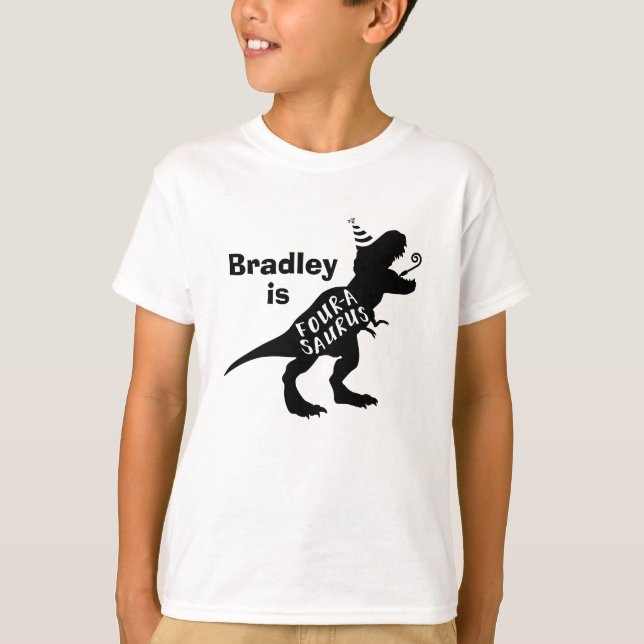 Dinosaure Anniversaire T-shirt Quatre A Saurus (Devant)