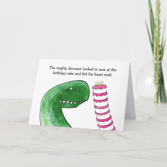 Dinosaure avec carte d'anniversaire de cake (Devant)