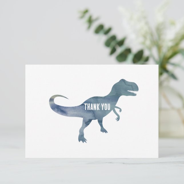 Dinosaure Bleu Trex Carte de remerciements plat (Debout devant)